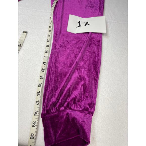 PLUS SIZE 1X purple magenta velvet jogger track lounge hoodie pant set NWT B27 - Picture 5 of 10